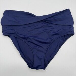 Elomi Magnetic Twist Brief Swim Bottom, US 12 Navy Blue High Waist Full Coverage